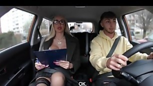 Bosomy MILF instructor fucked in car by driving student